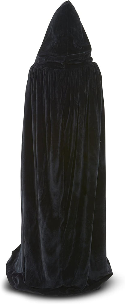 Mystic Moments Hooded Velvet Cloak/Cape (Black Velvet/Black Silk)