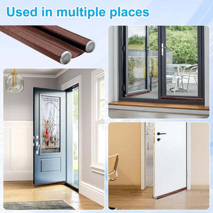 3 Pcs Draft Excluder for Doors Cushion, Under Door Draught Excluder Stnips, Soundproof & Windproof Double sided Under Door Draft Stopper forBottom of Doors(96 cm /37.8 inch, black)