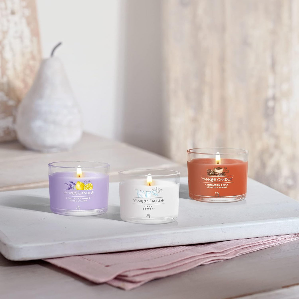 Yankee Candle Scented Candles Gift Set | Lemon Lavender Filled Votive Candles | Soy Blend Wax Mix | 3 Count, Lemon Lavendar, One Size, 1686369E
