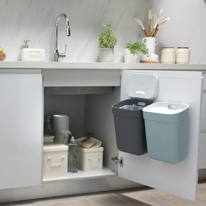 Curver Ready to Collect 100% Recycled 10L Kitchen Accessories Recycling Lift Top Bin Dark Grey Light Grey Lid
