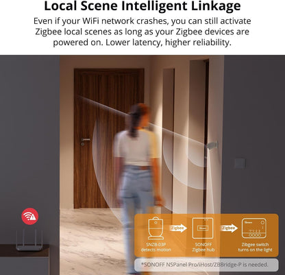 SONOFF SNZB-03P Zigbee Motion Sensor 1-Pack, 3-Year Battery Life, for Alert System and Automations Wireless Motion Detector, SONOFF Zigbee Bridge Required, Batteries Included