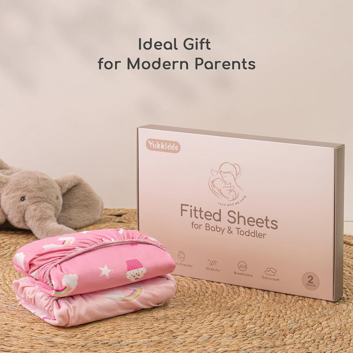 Cot Bed Sheets 140x70 cm Fitted 2 Pack Toddler Bed Sheets