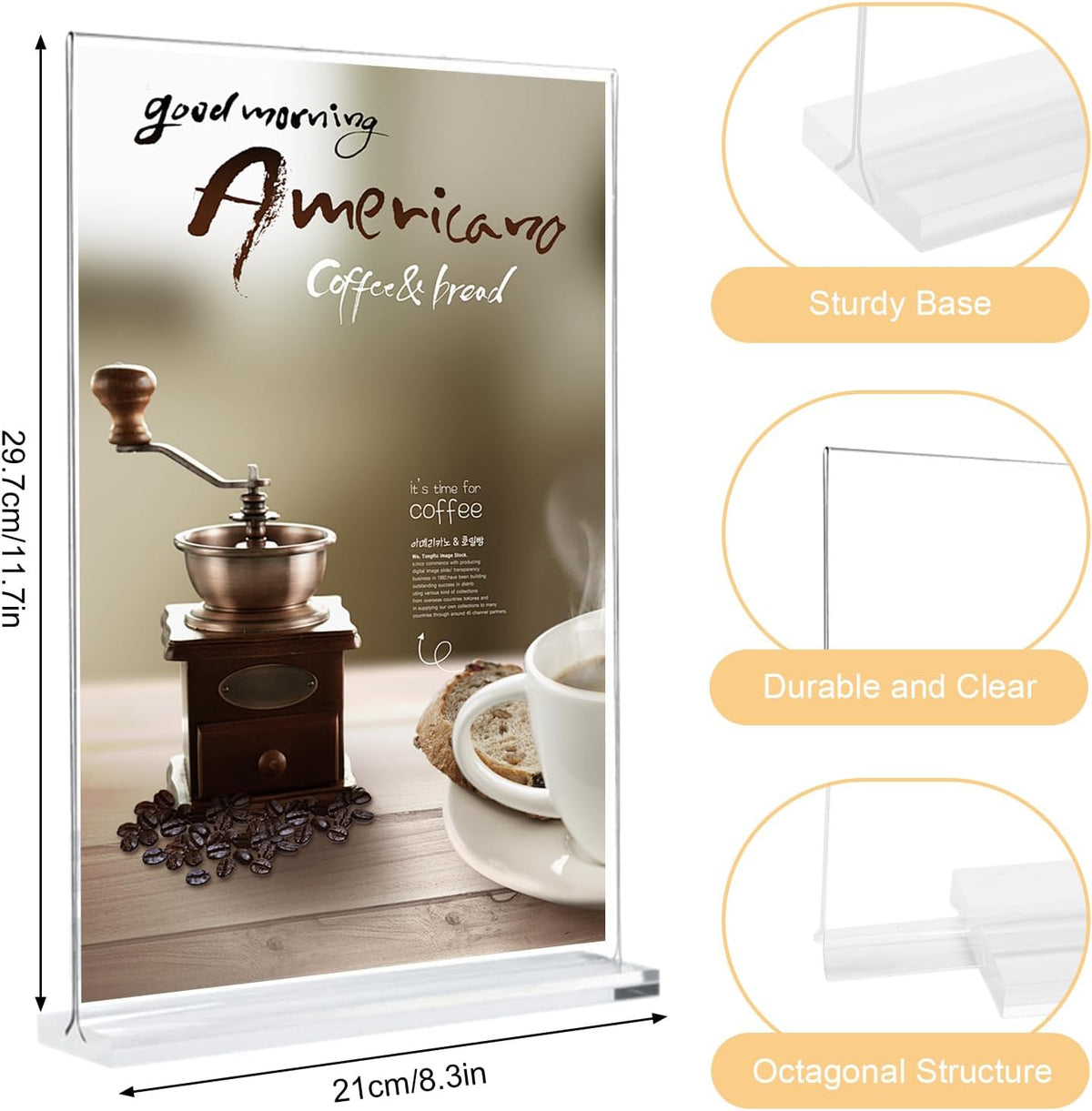 3 Pack A4 Acrylic Sign Holder,Clear Poster Menu Holders, A4 Stands Display Holder,Double Side Display Acrylic Sign Holder,T-Shape Perspex Display Holder for Office Shop Restaurant School