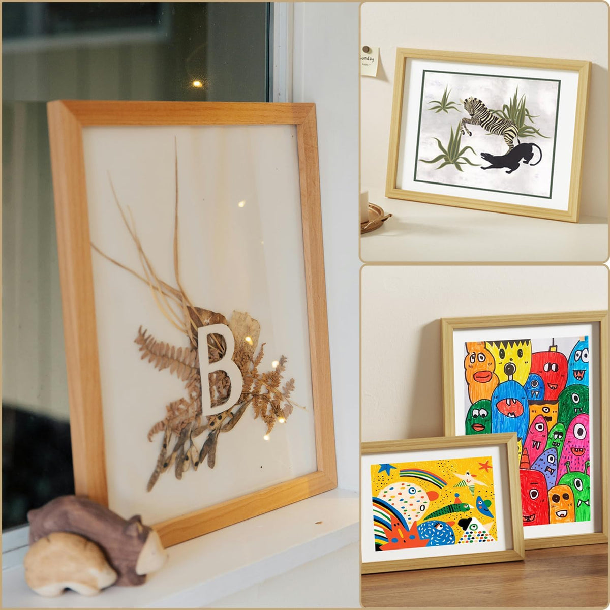 A3 Picture Frame, Wooden Poster Frame, 29.7x42cm Photo Frames for Display Family Pictures Wall Gallery Photo Frames Wall Mounting Horizontally or Vertically (Oak)