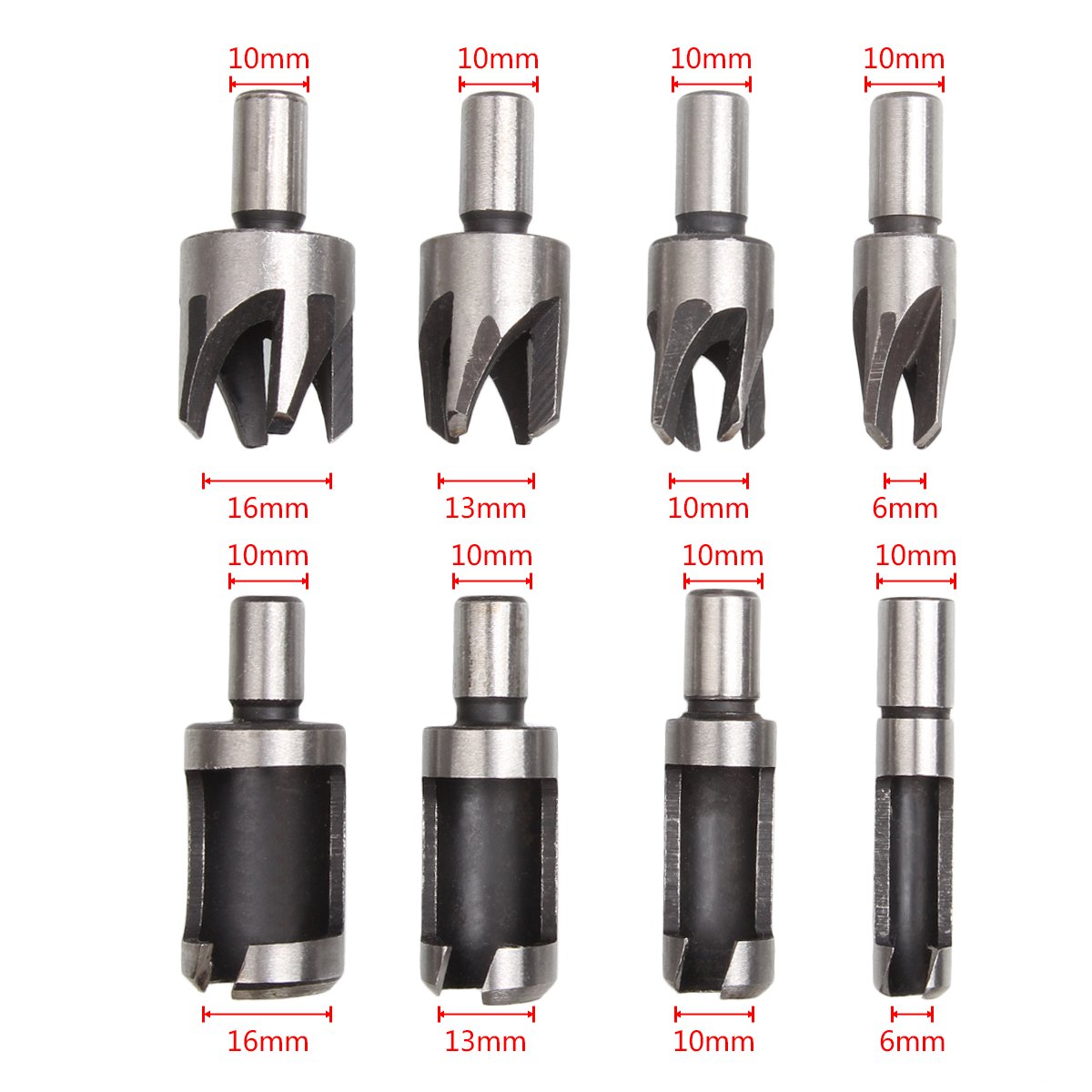 8 Pieces HSS Wood Plug Cutter Set, ASelected Tenon Cutter Drill Bits for Wood Set Trend Metric 6mm 10mm 13mm 16mm