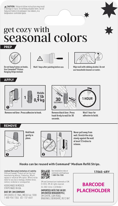 Command Medium Wire Hooks, 6 Light Brown Hooks and 8 Adhesive Strips
