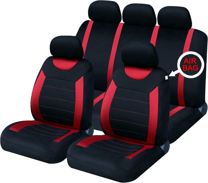 Sakura Car Seat and Headrest Covers Carnaby Red SS5293 - Full Set Universal Size Elasticated Hems Side Airbag Compatible Washable Easy Fit