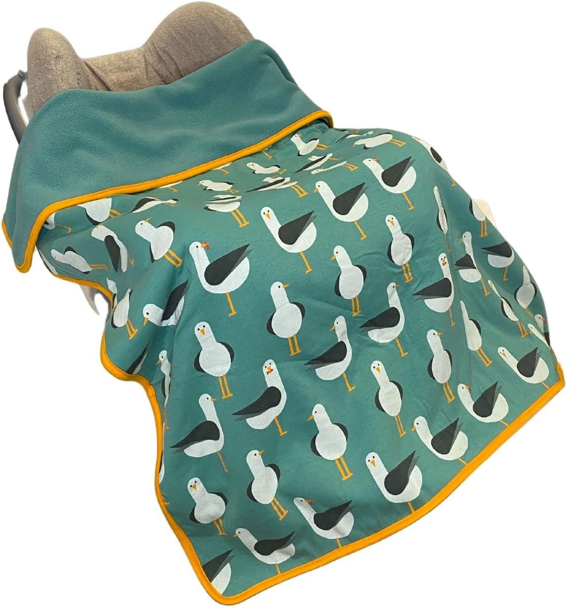 BundleBean 100% jersey cotton blanket, reversible double layer blanket with fleece and contrast trim. 100 x 75cm. Perfect baby gift, baby shower. Great for cots, moses baskets, prams and strollers