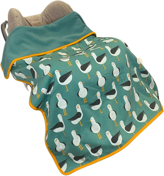 BundleBean 100% jersey cotton blanket, reversible double layer blanket with fleece and contrast trim. 100 x 75cm. Perfect baby gift, baby shower. Great for cots, moses baskets, prams and strollers