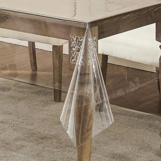 Clear PVC Tablecloth, Wipeable Table Cover, Waterproof Plastic Protector