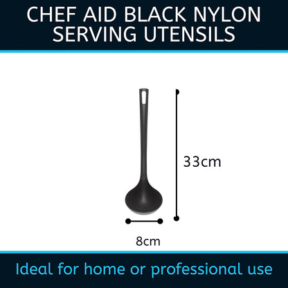 Chef Aid Black Nylon Ladle, BPA Free Kitchen Utensil for Non-Stick Cookware