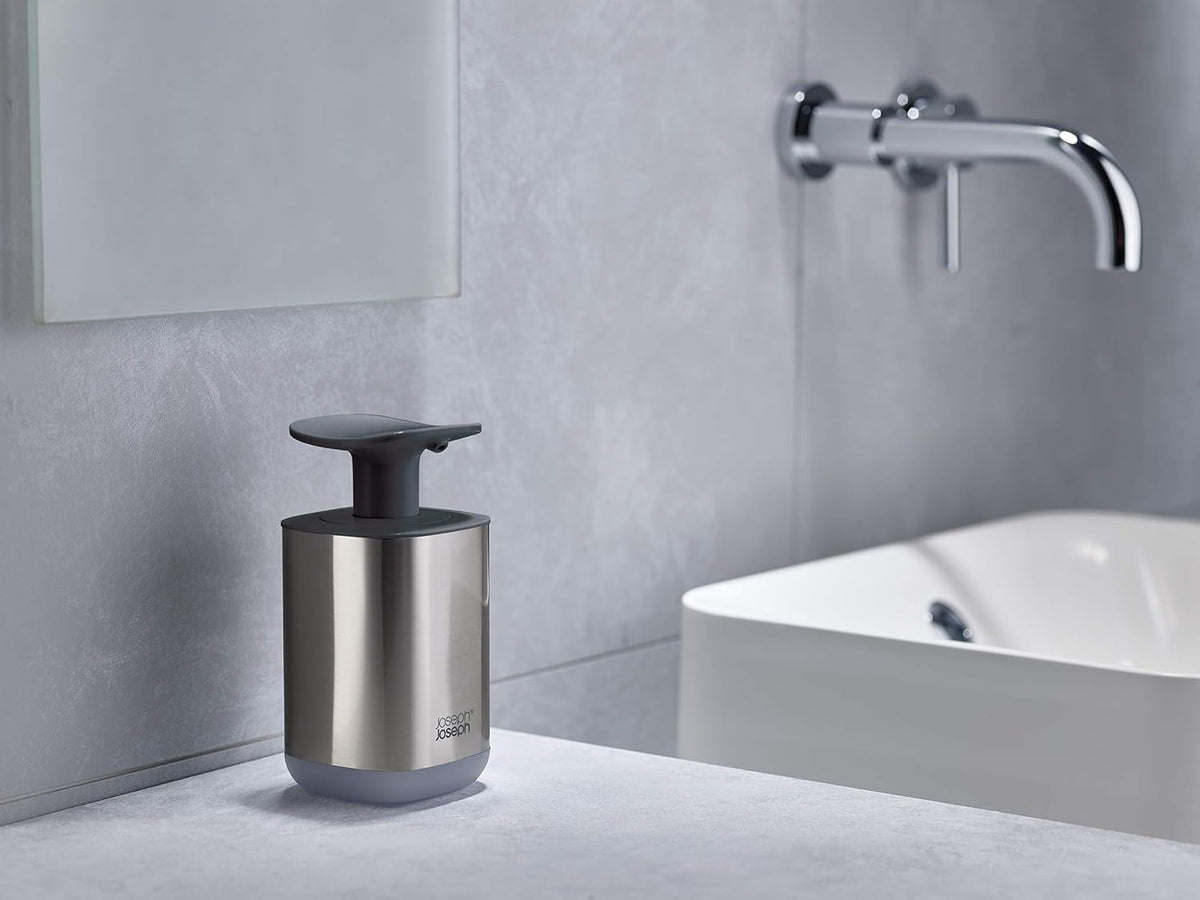 Joseph Joseph Hygienic Easy-Push Soap Dispenser with Wide Pump, Stainless Steel, 12