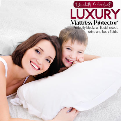 100% Waterproof Mattress Protector Double Bed 137x190 Extra Deep 30CM Fitted Skirt, Premium Cotton Terry Bed Wetting Protection, Non-noisy, Breathable, Hypoallergenic, Washable Sheet Cover