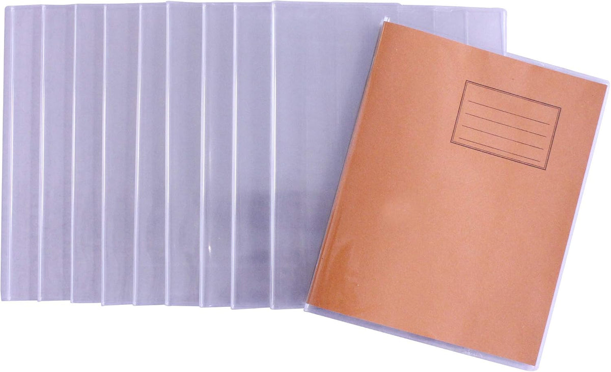 Bright Ideas Clear PVC A5 Exercise Book Covers, 21.1cm x 16.7cm (Folded), 250 Micron, Pack of 10, Extra Strong Wipe Clean Clear PVC School Book Covers, Fits Standard A5 Exercise Books, BI9002