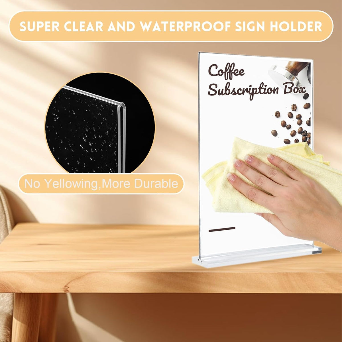 3 Pack A4 Acrylic Sign Holder,Clear Poster Menu Holders, A4 Stands Display Holder,Double Side Display Acrylic Sign Holder,T-Shape Perspex Display Holder for Office Shop Restaurant School