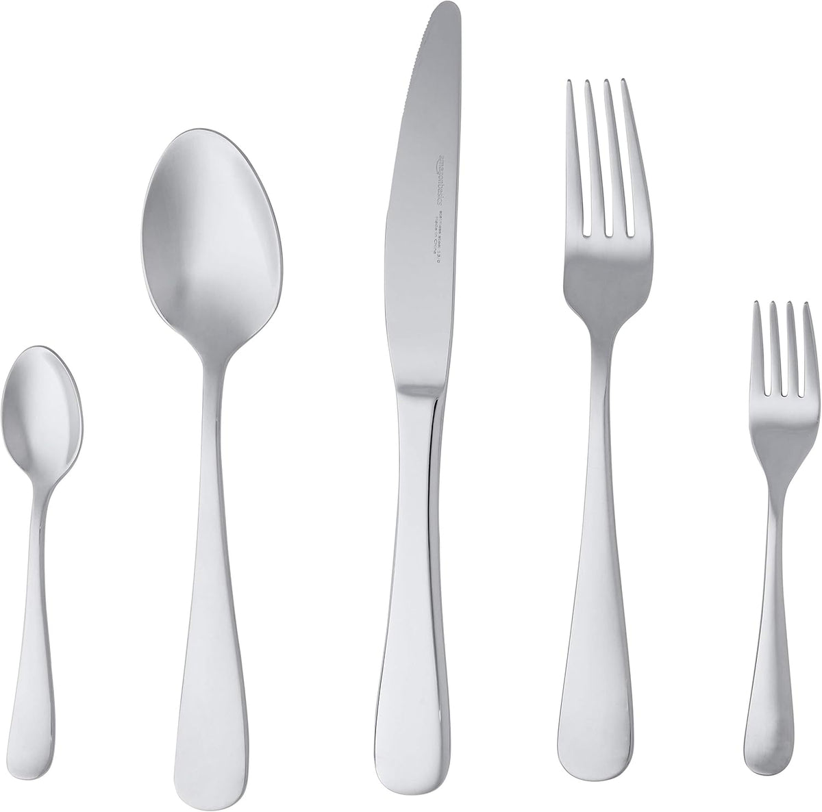 AmazonBasics 20-Piece Stainless Steel Flatware Set with Round Edge, Service for 4 - Amazon Vine