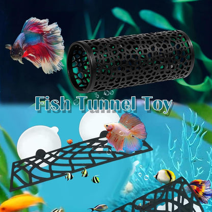 Betta Fish Accessories, 3 Piece Aquarium Decor Set, Cave Tunnel and Hammock for Betta Fish Tank, Fish Tank Accessories Ornaments for Small Fish and Shrimp