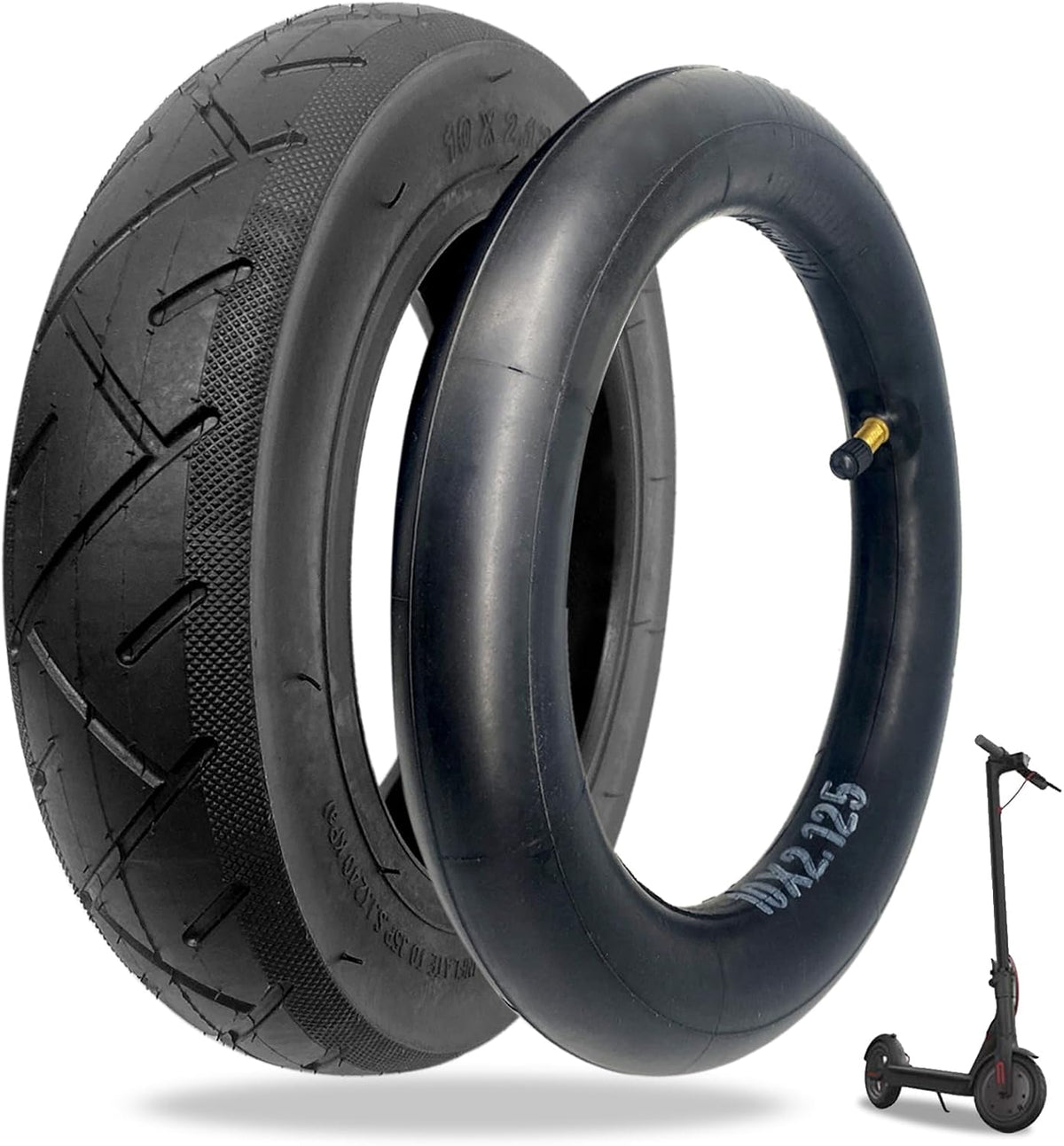 10 Inch Electric Scooter Tyres 10 x 2.125, Scooter Inner Tube and Tyre, Front/Rear Tires for Xiaomi Wheel Inflatable Tires Replacement