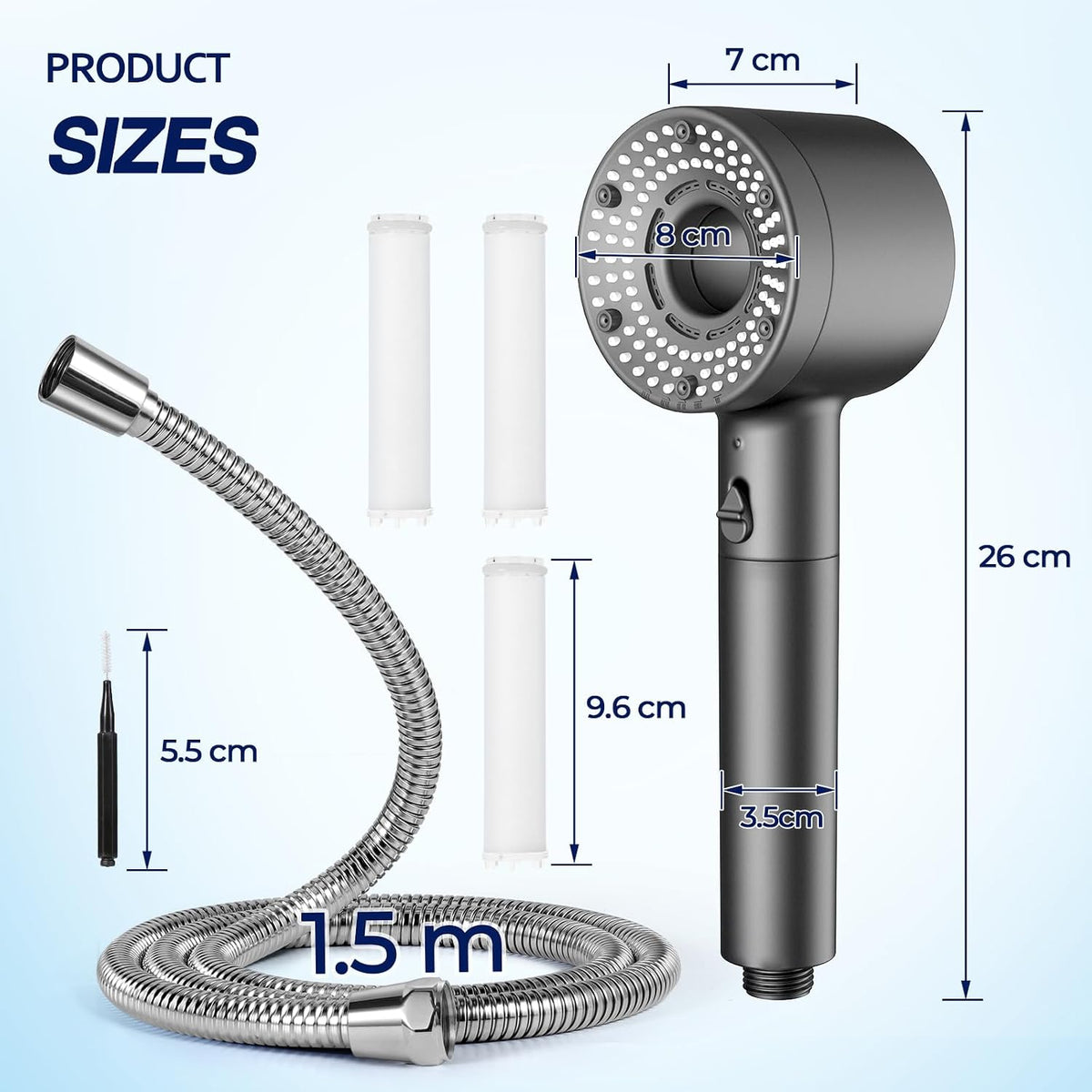 Blendura Shower Head with Hose, Hard Water Filter Shower Head