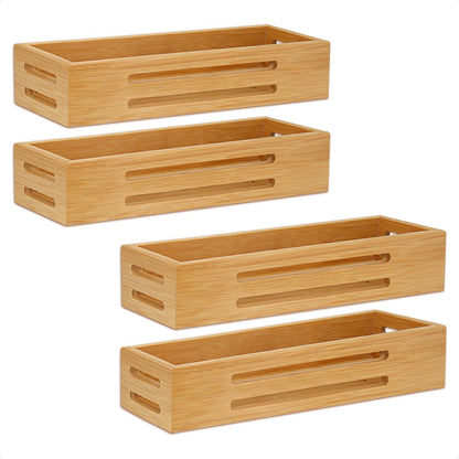 Bamboo Spice Rack Wall Mounted, 4 Pcs Cupboard Spice Rack