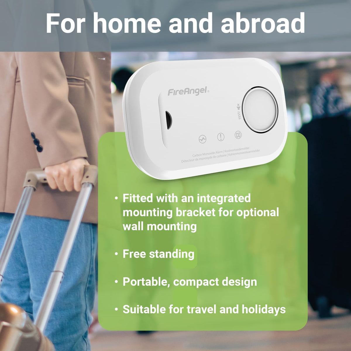 FireAngel FA6813 Portable Carbon Monoxide Detector/Alarm, 10 Year CO Alarm