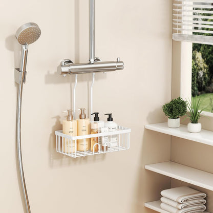 pickpiff Shower Caddy Hanging Bathroom Shelf No Drilling Stainless Steel | Hook Over No Drill,Rustproof,Hanging Shower Organiser Storage，Shampoo Holder，White