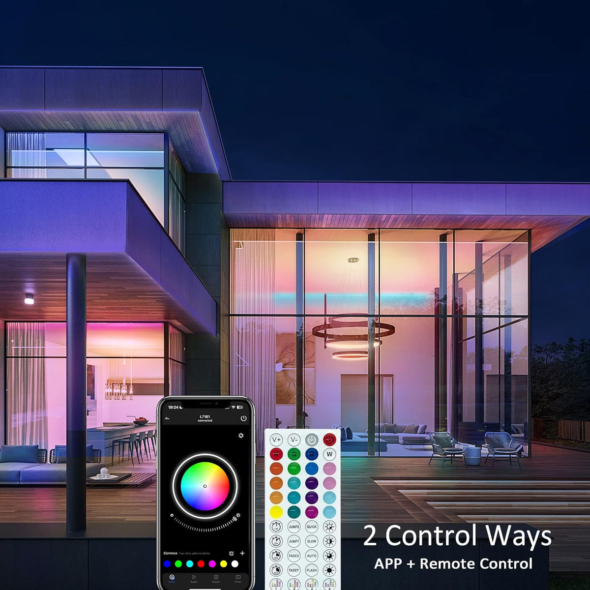 HOVVIDA LED Strip Lights 20M, 2x10M, 30 LEDs/Meter, RGB 24V LED Strip, 600 LEDs, APP and Remote Control, Music Sync, Timing Mode, LED for Room, Game Room, Party