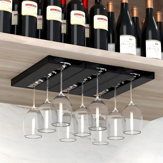 Self Adhesive Wine Glass Rack Under Shelf, Hanging Glasses Holder Hanger | Only 2cm thick, saving space; inverted storage prevents dust accumulation and allows for quick draining.