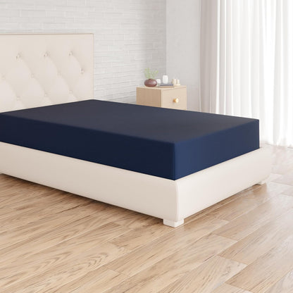 Amazon Basics Soft Microfibre Single Fitted Sheet with 30 cm Deep Pocket, 90 x 190 cm, Navy Blue