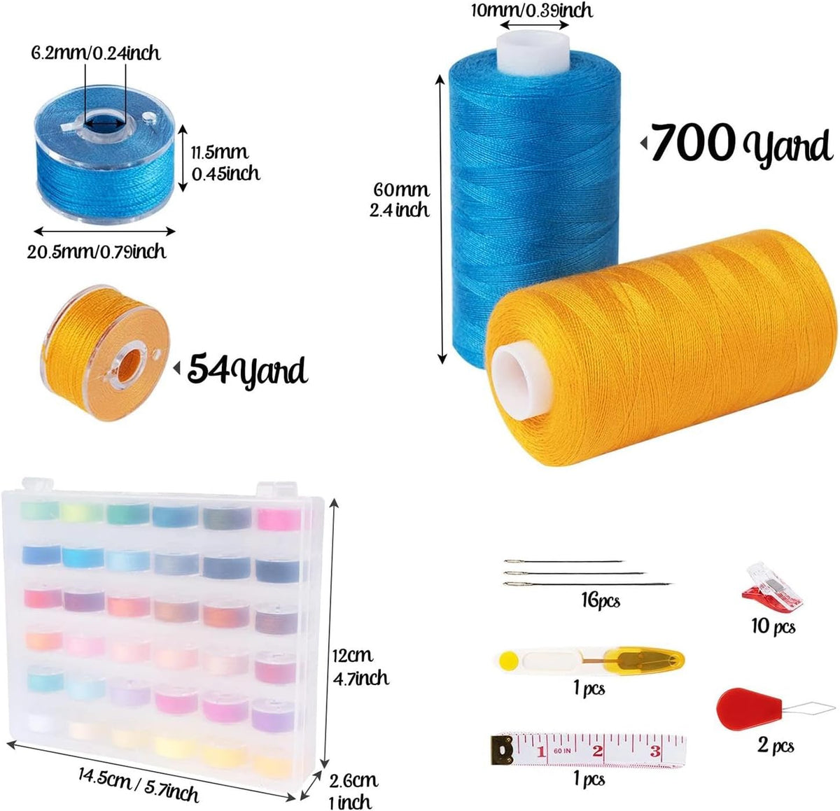 Agoer 700 Yard Sewing Thread Set, 36 Colors Sewing Machine Thread