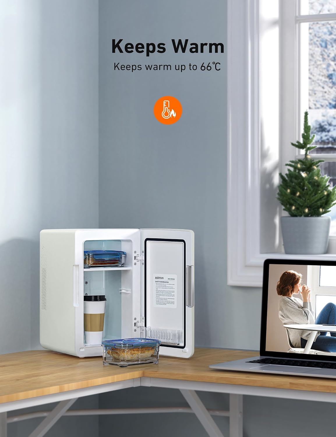 AstroAI Mini Fridge 6 Litre / 8 Can for Bedrooms, Small Fridge, AC/DC Power