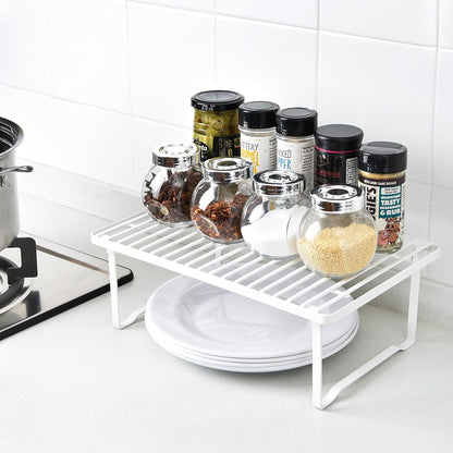 Amazon Basics Stackable Kitchen Storage Shelves, Pack of 2, 20.3 D x 31.6 W x 11.4 H cm, Metal, White | Stackable