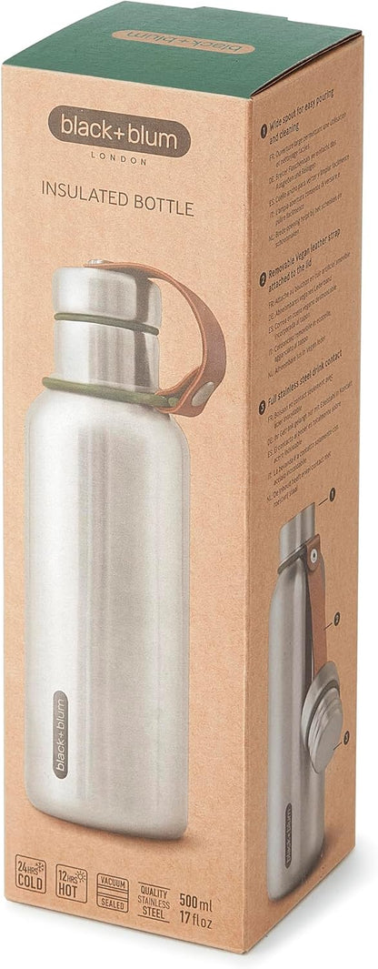 Black + Blum Insulated Wide Spout Water Bottle | Leak Proof | 500ml | Olive