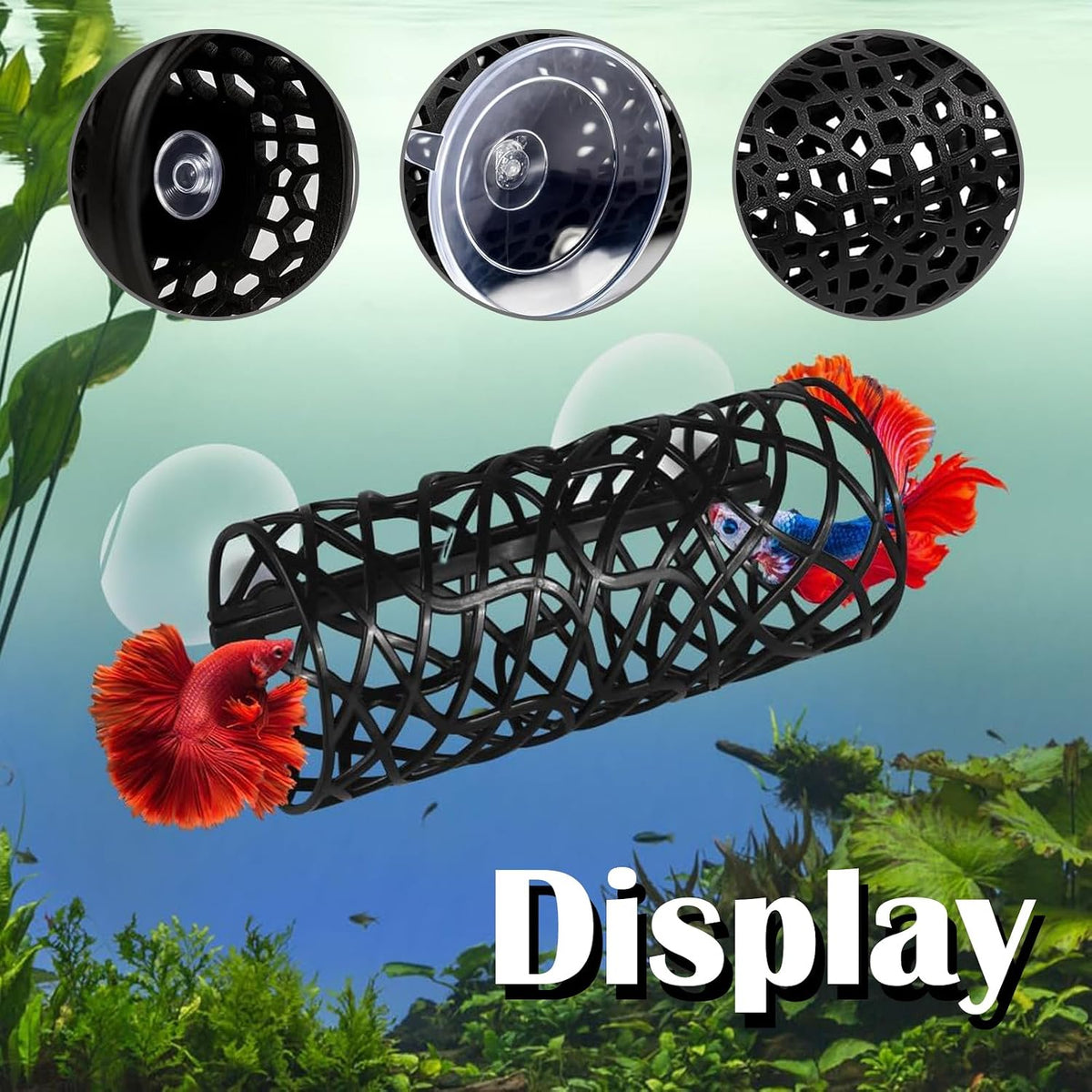 Betta Fish Accessories, 3 Piece Aquarium Decor Set, Cave Tunnel and Hammock for Betta Fish Tank, Fish Tank Accessories Ornaments for Small Fish and Shrimp