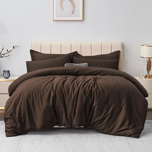 Aisbo Double Duvet Cover Set Grey, Brushed Microfiber Bedding Set