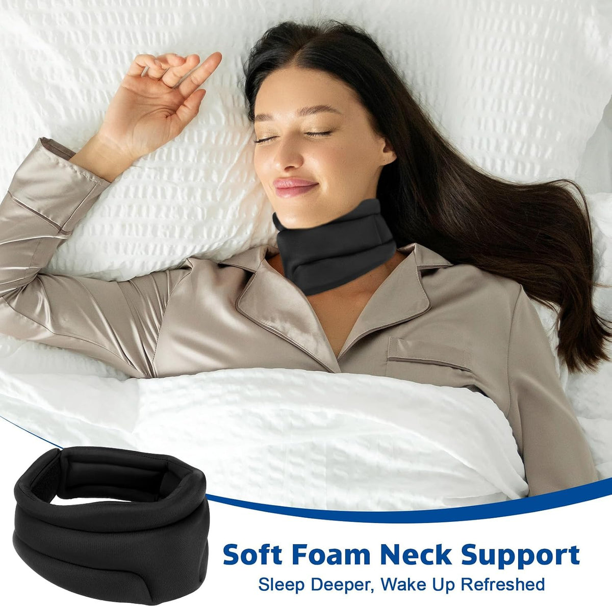Starvortex Neck Support, Neck Brace for Neck Pain and Support, Breathable Foam Cervical Collar with 360° Support, Adjustable Neck Brace for Sleeping, Working and Travelling (With Extension Buckle)