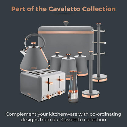 Tower Electric Salt and Pepper Mills, Battery Operated with Adjustable Ceramic Grinders, Grey and Rose Gold, T847004GRY