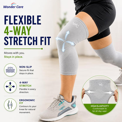 Wonder Care Black Bamboo Knee Sleeves for Men/Women, Knee Support for Running, Gym, Badminton, Sports, Compression Knee Sleeves | Perfect Knee Brace for Knee Pain and Enhanced Comfort (3XL)