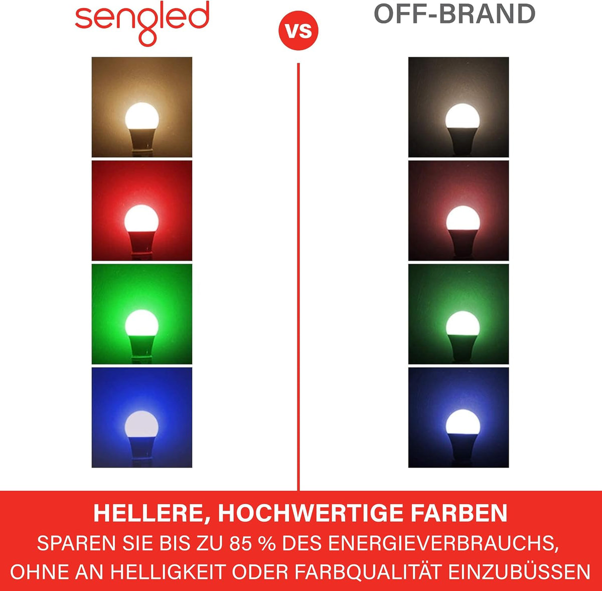 Sengled LED Smart Light Bulb (E27), Matter-Enabled, Multicolour, Works with Alexa, 60W Equivalent, 800LM, Instant Pairing, Matter-Compatible Platform Required, 2.4 GHz, Wi-Fi, 1-Pack