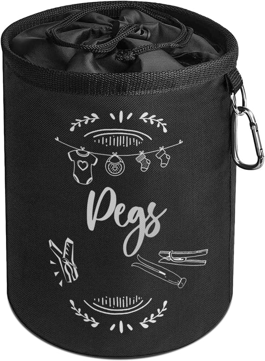Clothes Peg Bag for Washing Line with Hanger | Waterproof Peg Holder to Store up to 300 Pegs for Washing line | Clothes line Peg Bags with Hanging Clip & Drawstring Closure | Peg Bags for Washing Line