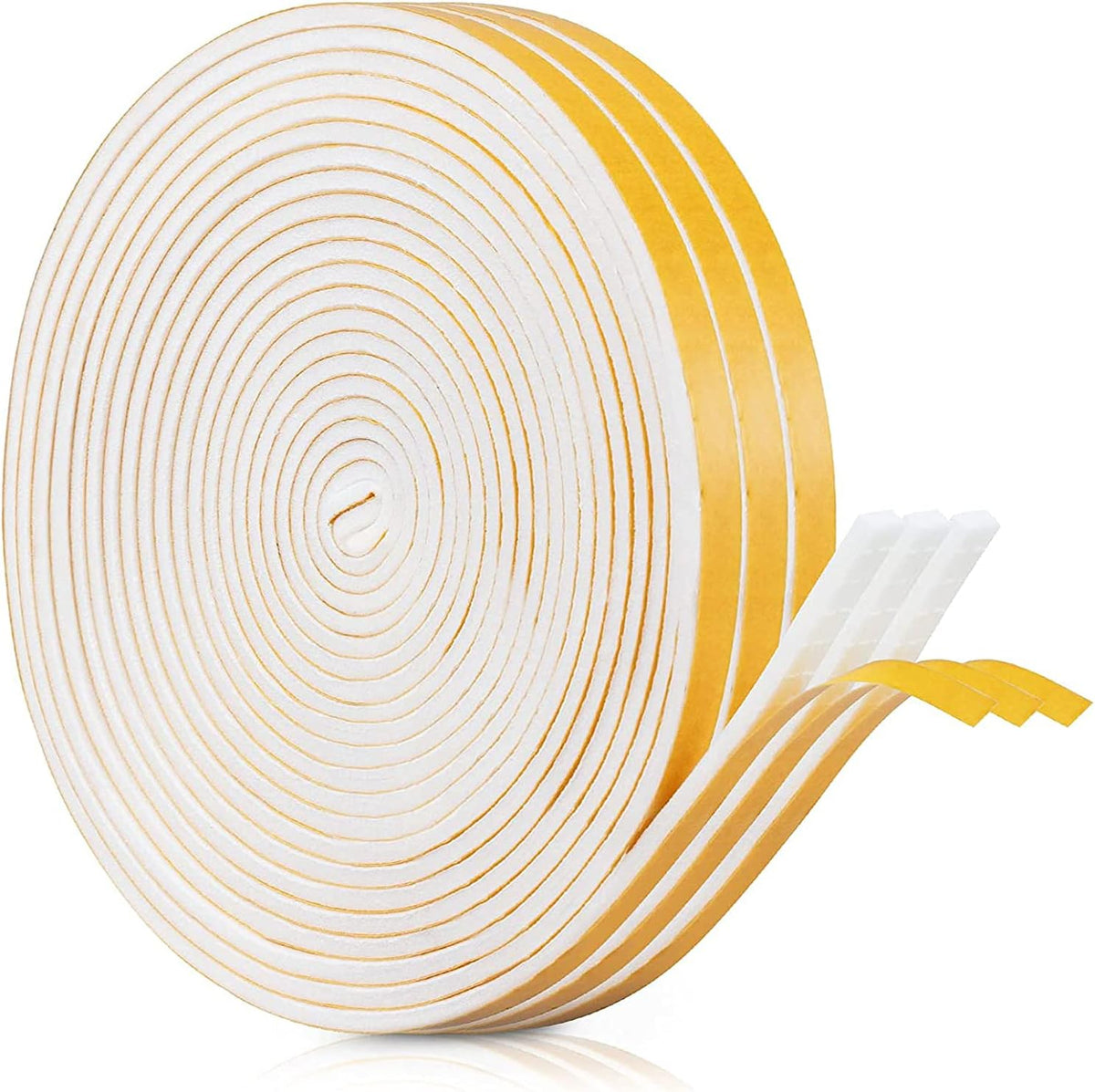 Adhesive Weather Stripping Foam Tape, 6mm(B) x 3mm(D)/18m Draught Excluder Foam Strip Tape Seal Self Adhesive for Door Window Against Cold Draught/Anti-Collision/Soundproof/Waterproof/Dustproof