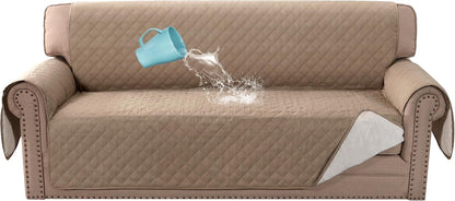 BellaHills Sofa Cover 100% Waterproof Sofa Cover 3 seater Sofa Slipcovers Triple Non-Slip Couch Covers 3 Seater Washable Sofa Protector with Elastic Strap for Kids/Pets (Sofa 70", Khaki)