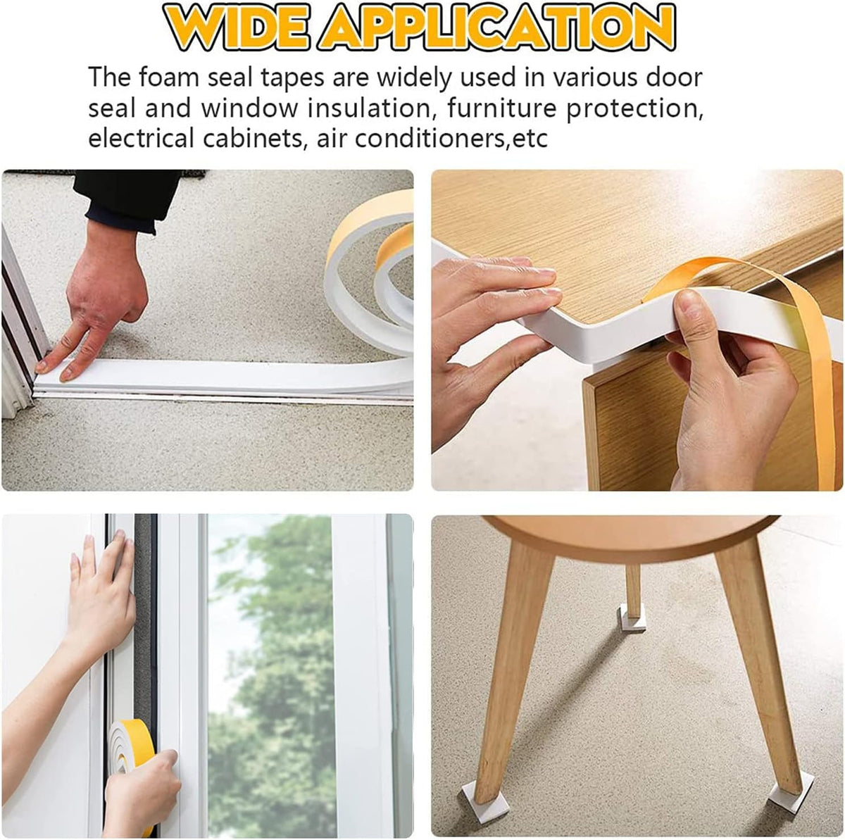 Adhesive Weather Stripping Foam Tape, 6mm(B) x 3mm(D)/18m Draught Excluder Foam Strip Tape Seal Self Adhesive for Door Window Against Cold Draught/Anti-Collision/Soundproof/Waterproof/Dustproof
