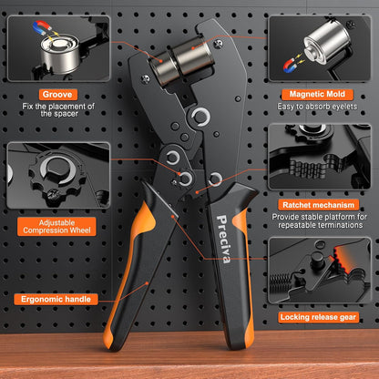Eyelet Punch Kit,300 PCS of 10mm Grommets,Preciva Ratcheting Pliers Grommet Kit with Leather Hole Punch,Complete Eyelet & Grommet Kit for Tarpaulin Eyelets,Grommet Machine Hand Press Tool for PVC