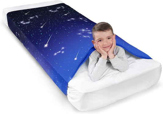 ODOXIA Sensory Compression Blanket | Elastane Bed Sheet for Kids & Adults | Deep Relaxing Feeling, Release Oxytocin | Helps With: SPD, Anxiety, ADHD, Autism | Star | Breathable & Stretchable (Double)