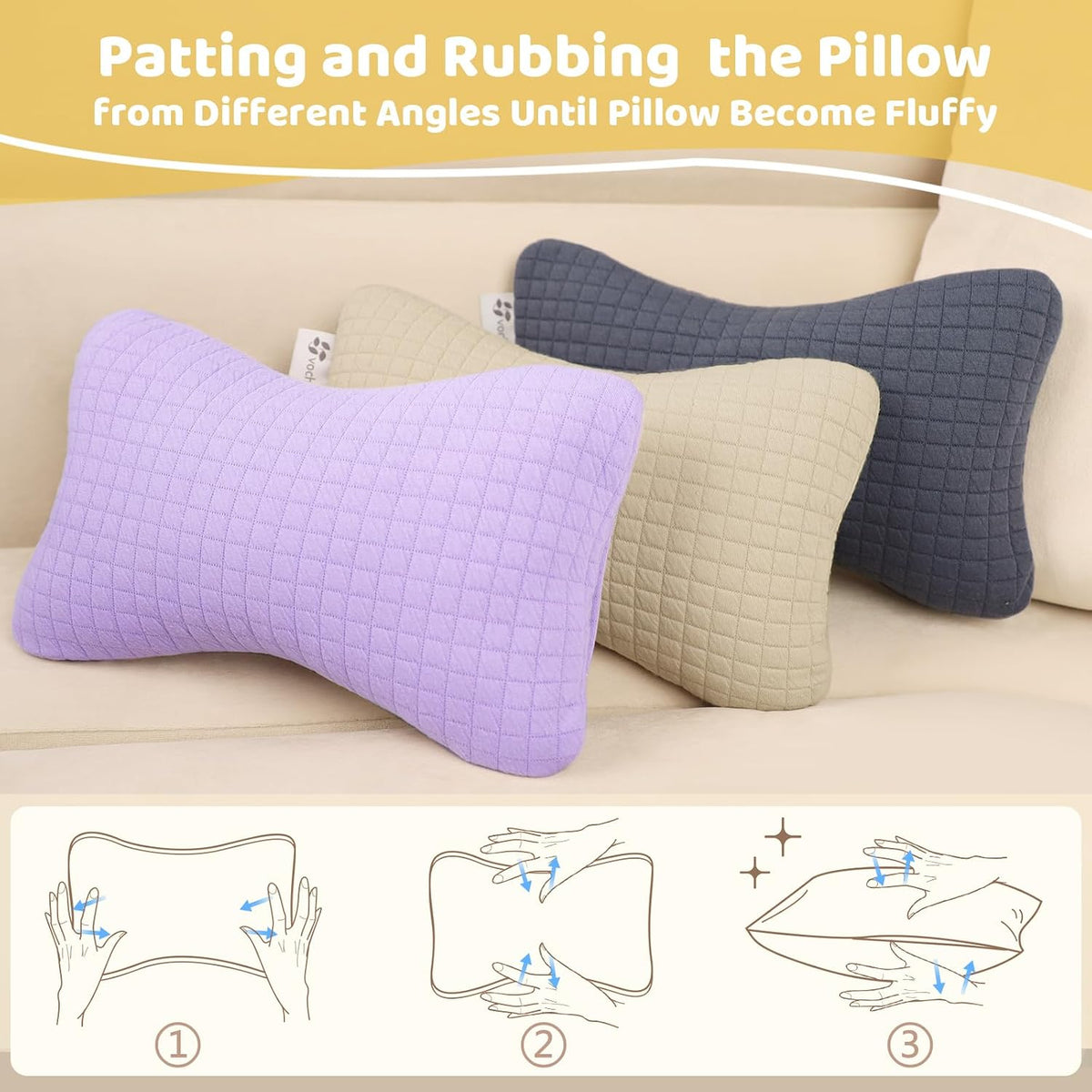 vocheer Small Pillow with Removable Cover, 28*17 cm Tiny Travel Pillow 1PC | Mini Neck Cushion for Airplane, Portable Small Cushion for Sleeping, Wrist, Knee, Lumbar, Ankle, Pet, Dark Beige