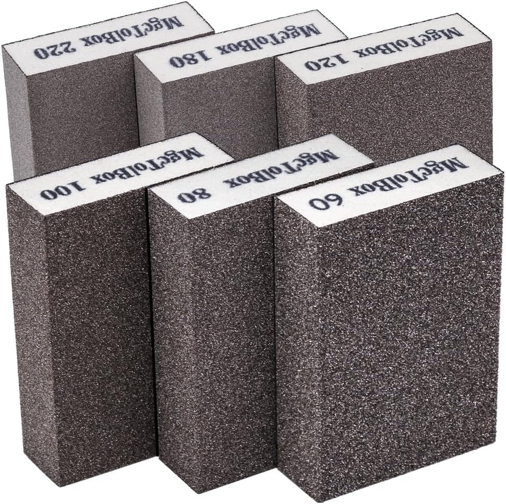 6pcs Sanding Blocks, Sanding Sponges-6 Different Specifications for Softwood, Paint on wood, Metal, Wall Polishing, Accessories Hand Sanding