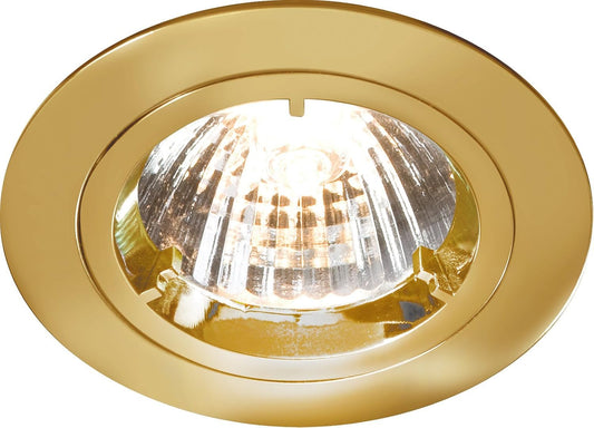 Knightsbridge IP20 230V/12V GU10/MR16 Recessed Fixed Twist and Lock Aluminium Downlight, Brass