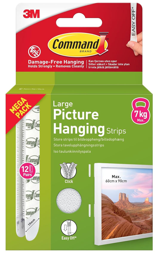 Command Picture Hanging Strips, Large, 12 Pairs (24 Adhesive Strips)