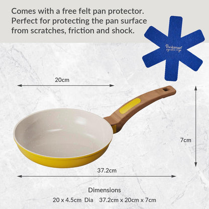 Cooksmart Signature 20cm Frying Pan, Cast Aluminium, Marigold